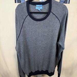 EGARA Mens Gray Slim Fit V-Neck Cotton Cashmere Blend Pullover Sweater Size 3XLT